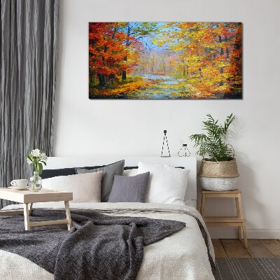 Glas foto Herfstlandschap in het bos