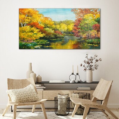 Glas foto Gouden herfst aan het meer