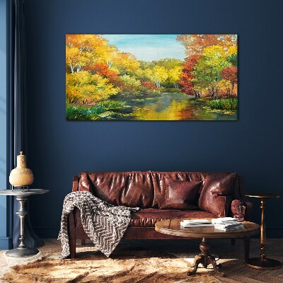 Glas foto Gouden herfst aan het meer