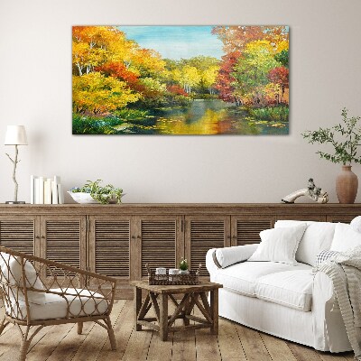 Glas foto Gouden herfst aan het meer