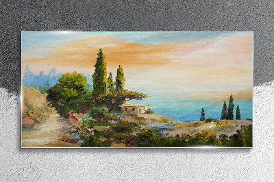 Foto op glas Een vredig kustlandschap