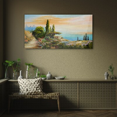 Foto op glas Een vredig kustlandschap