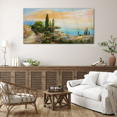 Foto op glas Een vredig kustlandschap