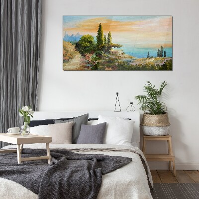 Foto op glas Een vredig kustlandschap