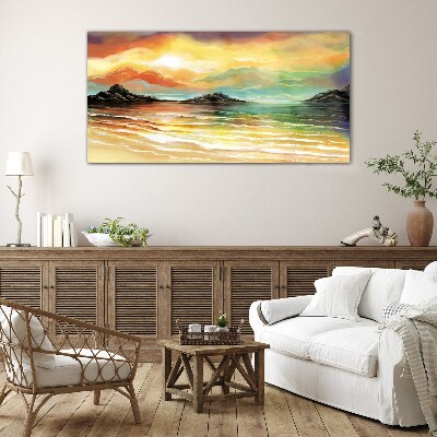 Glas foto Een vredige zonsondergang boven de zee