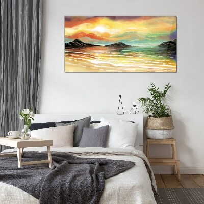 Glas foto Een vredige zonsondergang boven de zee