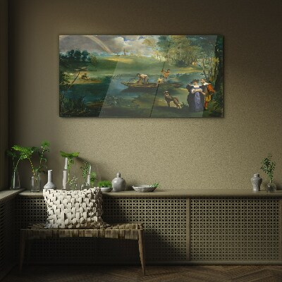 Foto op glas Een scène aan het water met vissers