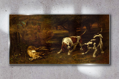 Foto op glas Honden in het bos