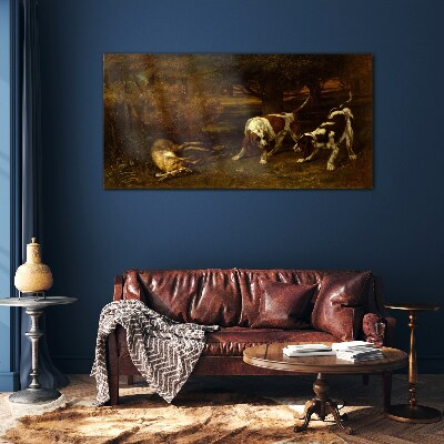 Foto op glas Honden in het bos