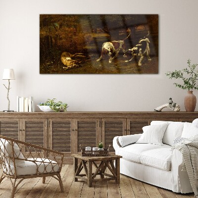 Foto op glas Honden in het bos