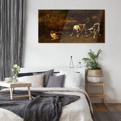 Foto op glas Honden in het bos