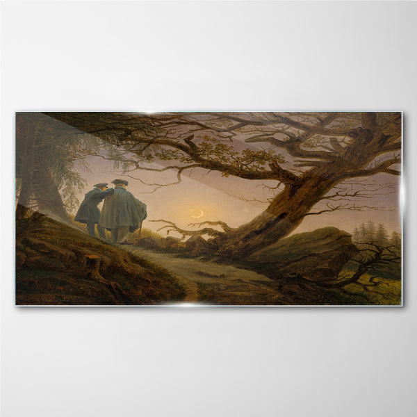 Glas foto Zonsondergang over het landschap