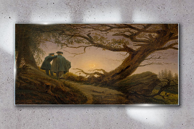 Glas foto Zonsondergang over het landschap