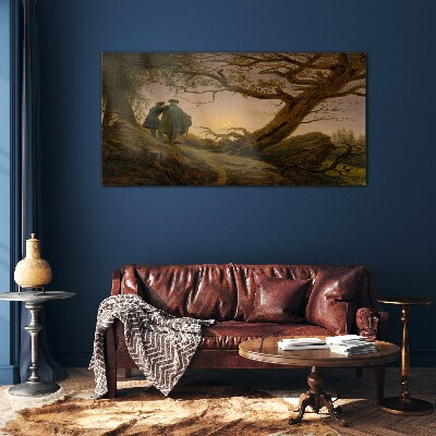 Glas foto Zonsondergang over het landschap