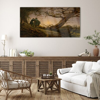 Glas foto Zonsondergang over het landschap