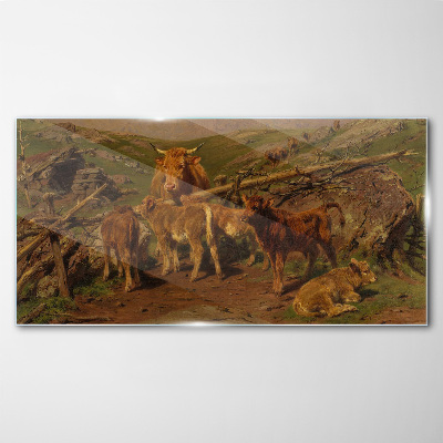 Foto op glas Pastoraal landschap met vee