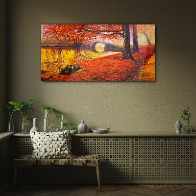 Glas foto Gouden herfst aan de rivier