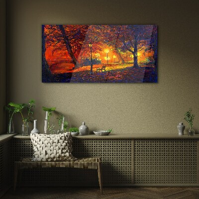 Foto op glas Gouden herfst in het park