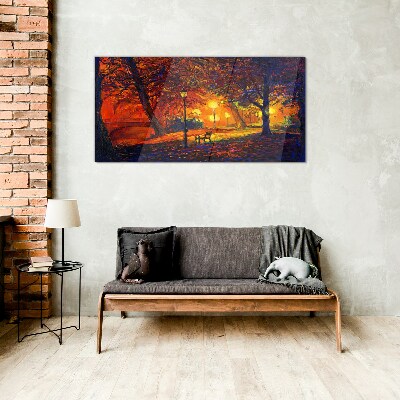 Foto op glas Gouden herfst in het park