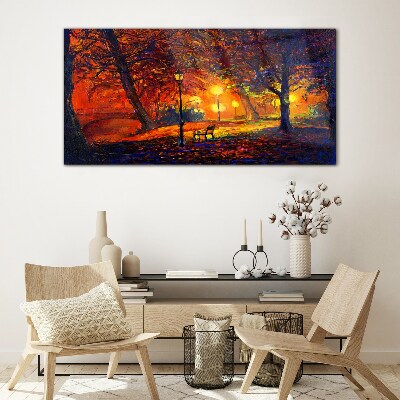 Foto op glas Gouden herfst in het park