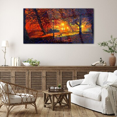 Foto op glas Gouden herfst in het park