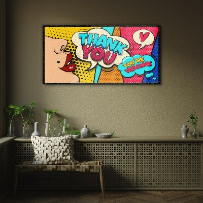 Schilderij op glas Popart: Uiting van dankbaarheid