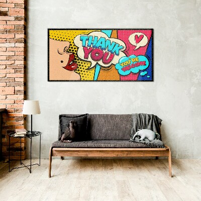 Schilderij op glas Popart: Uiting van dankbaarheid