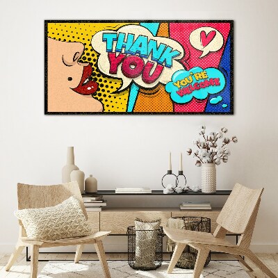 Schilderij op glas Popart: Uiting van dankbaarheid