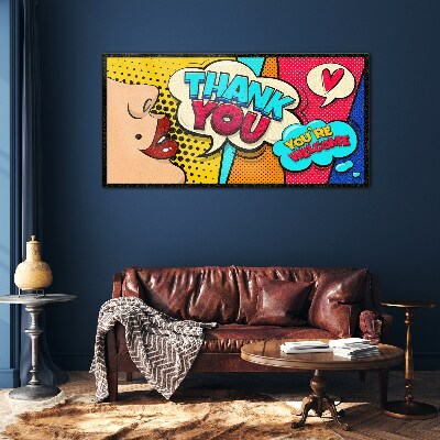 Schilderij op glas Popart: Uiting van dankbaarheid