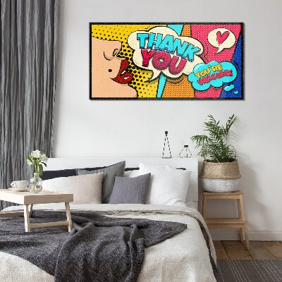 Schilderij op glas Popart: Uiting van dankbaarheid
