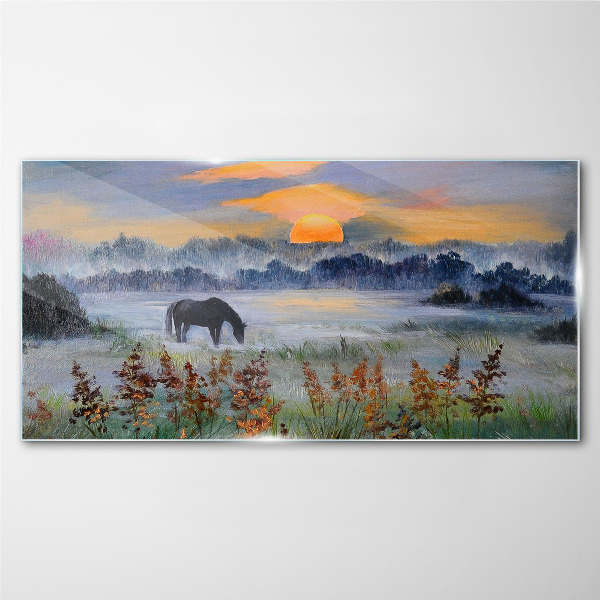 Glas foto Een rustige ochtend aan het meer