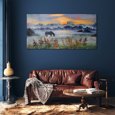 Glas foto Een rustige ochtend aan het meer