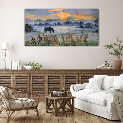 Glas foto Een rustige ochtend aan het meer