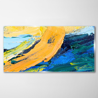 Foto op glas Een golf van kleuren in beweging