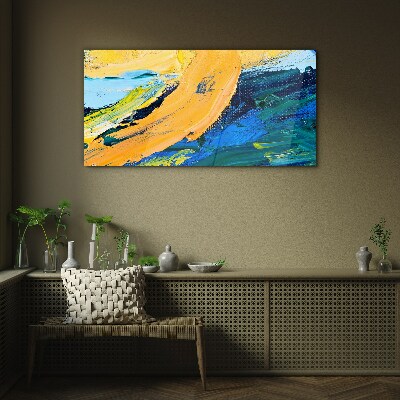 Foto op glas Een golf van kleuren in beweging