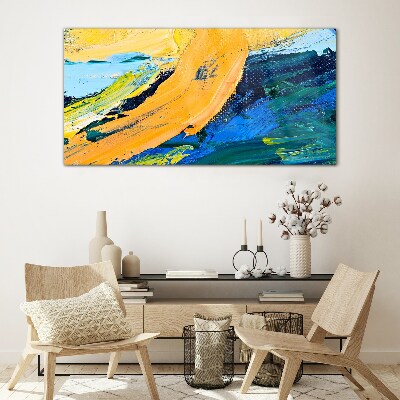 Foto op glas Een golf van kleuren in beweging