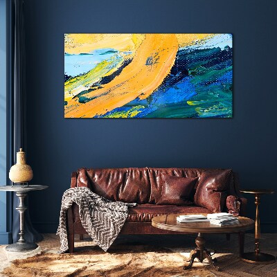 Foto op glas Een golf van kleuren in beweging