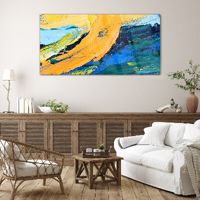 Foto op glas Een golf van kleuren in beweging