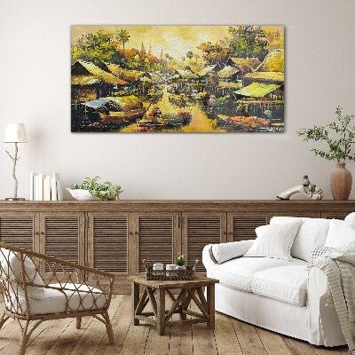 Glas foto Tropische drijvende markt