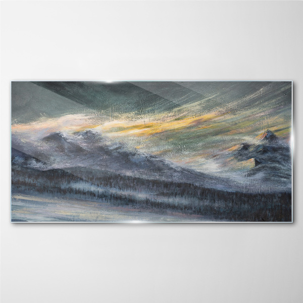 Schilderij op glas Berglandschap bij schemering