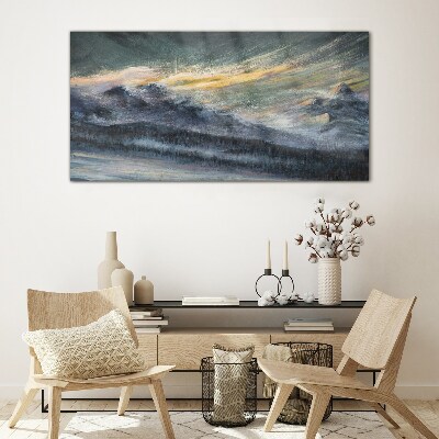 Schilderij op glas Berglandschap bij schemering