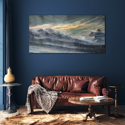 Schilderij op glas Berglandschap bij schemering