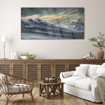 Schilderij op glas Berglandschap bij schemering