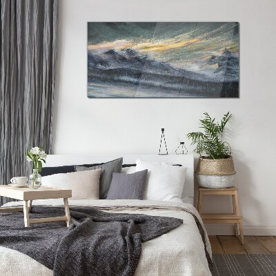 Schilderij op glas Berglandschap bij schemering