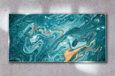 Schilderij op glas Oceaan golven met koperen accenten