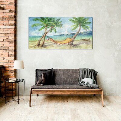 Schilderij op glas Tropische ontspanning op het strand