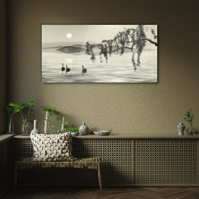 Foto op glas Stilte aan het water