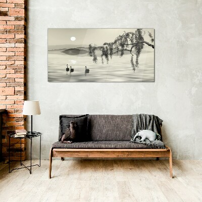 Foto op glas Stilte aan het water