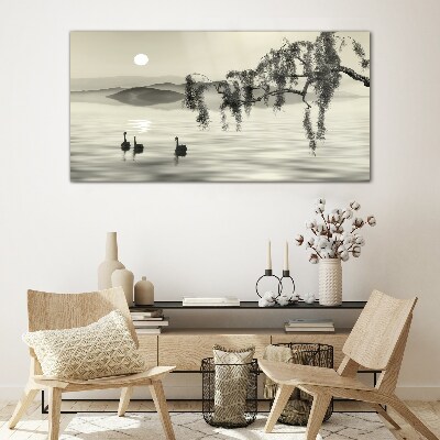 Foto op glas Stilte aan het water