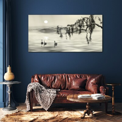 Foto op glas Stilte aan het water